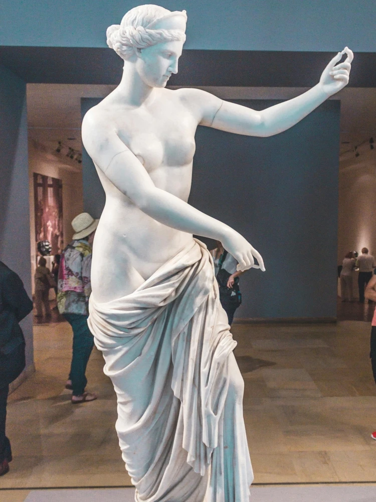 Sad Woman and Man Garden White Marble and Granite Human Statue Deco