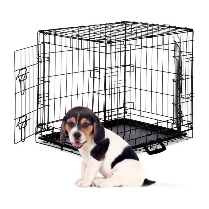 high quality double door folding metal dog cage dog crate manufacturer