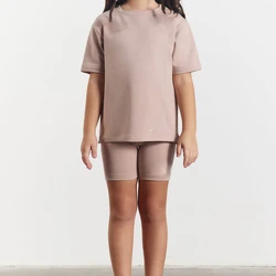 Baby Clothes Set Kids Regular Fit T Shirt Basic Plus Size Biker Shorts Knitted Two Piece Lounge Set Kid Blank Jogger Suit Street