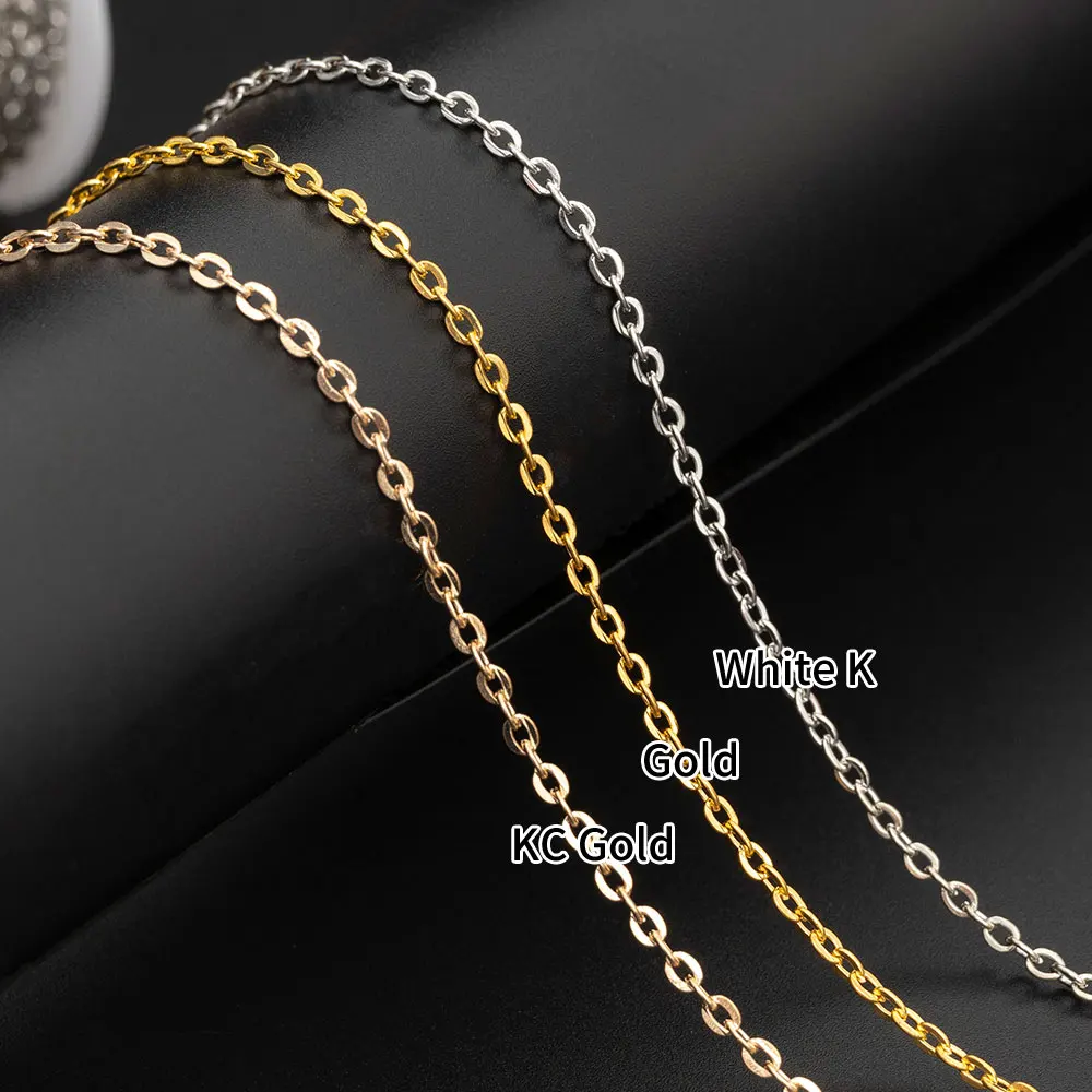 Custom Iron Roll Women Men Gold Necklace Bulk Chain Cable Spool unfinished chain semi-finished flat thin chain