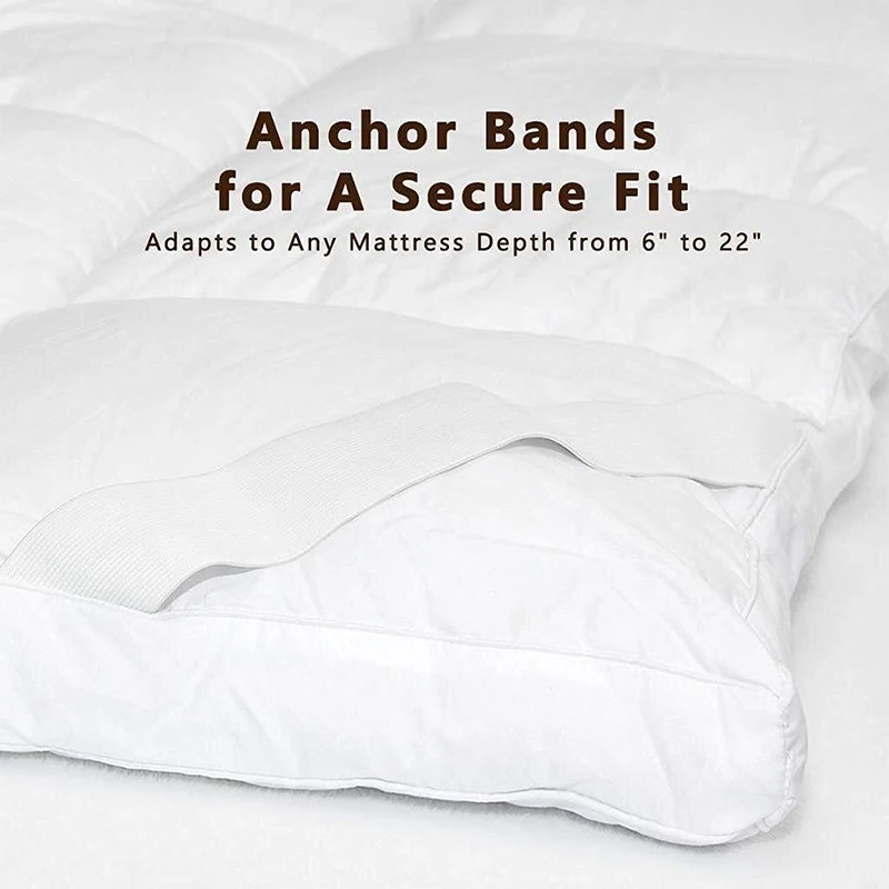 Wholesale 100% cotton fabric soft plush down alternative microfiber filling Quilted Hotel Mattress Topper with elastic