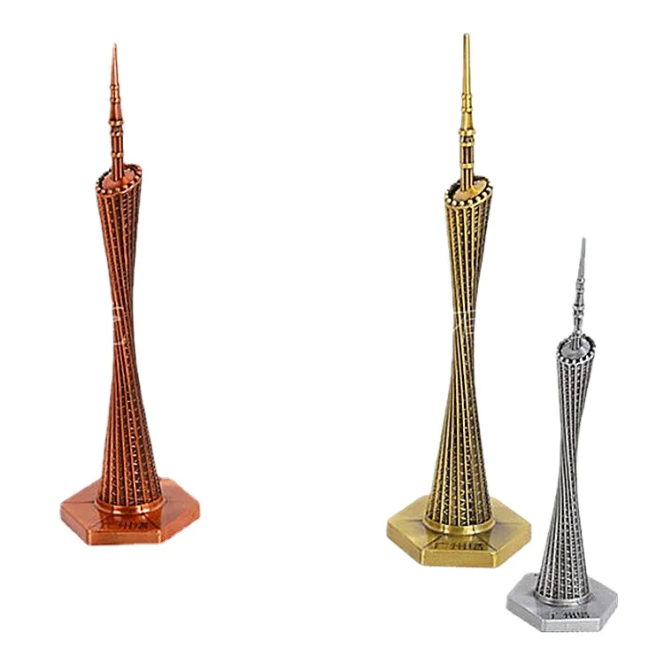 Custom Tourist Attraction Building Statue Metal Souvenirs GuangZhou Tower