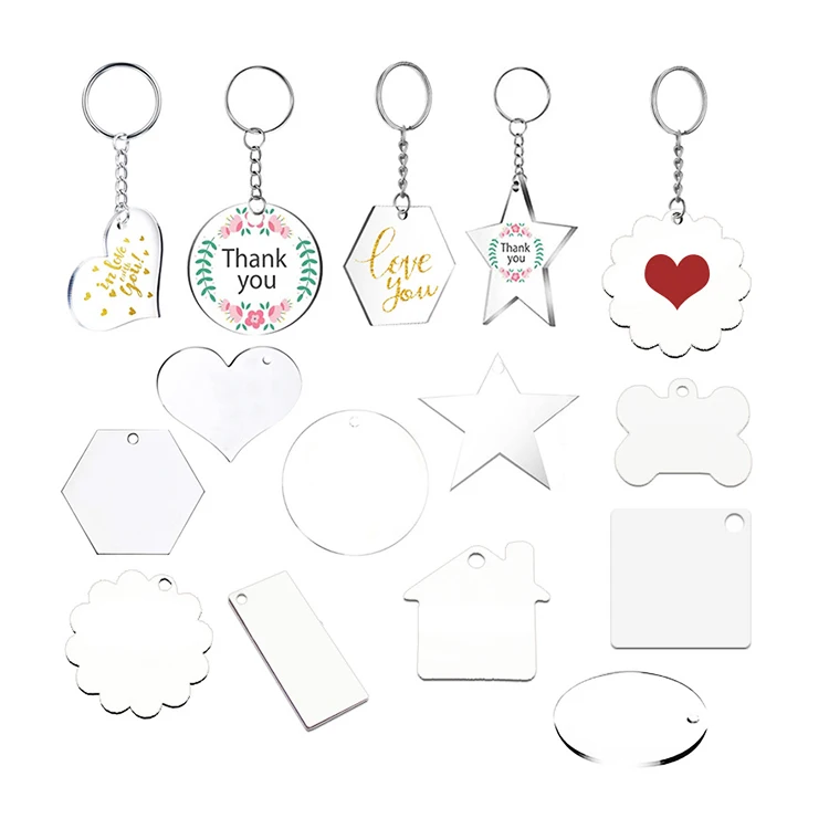 Acrylic Keychain Blanks Clear Circle Discs Key Chain Tassel Pendant Keyring for DIY