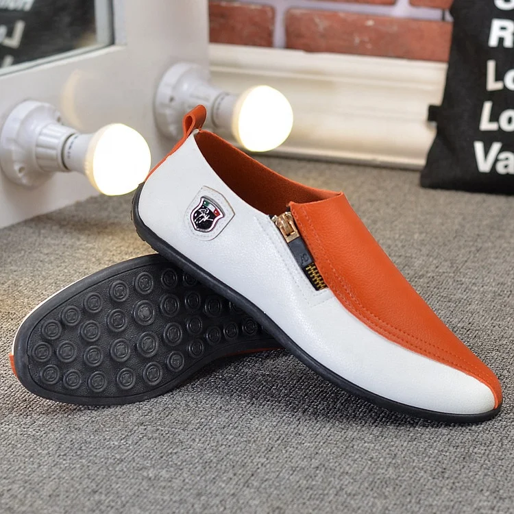 summer British shoes fashion men shoes casual peas shoes orange color
