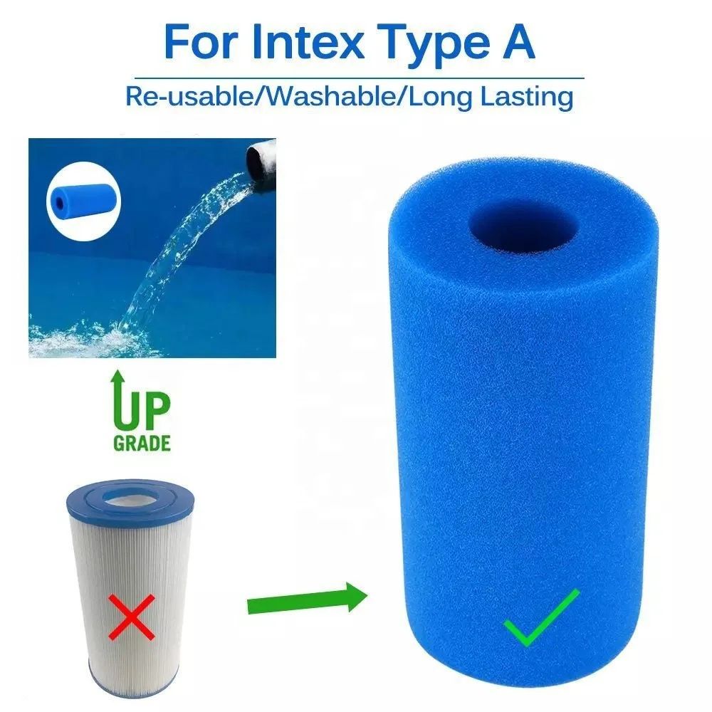 Swimming Pool Filter Foam Cartridge for Type A, Reusable Washable Filter Sponge Cleaner for Pool, Compatible with Intex Type A