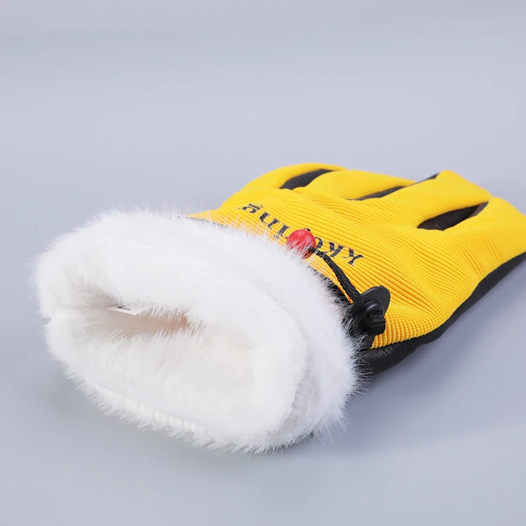Touch Screen Winter Fur Warm Cow Leather Gloves Driver Outdoor Sport Driving Waterproof Hand