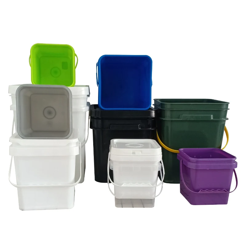 Оптовая продажа, квадратные пластиковые ведра, прямоугольные ведра с крышкой и ручкой, логотип с цветной печатью на заказ, 2 л, 4 л, 5 л, 10 л