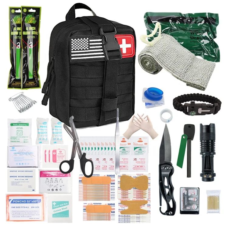 215 PCS Tactical first aid kit bag camping&hiking survival kit with emergency bandage