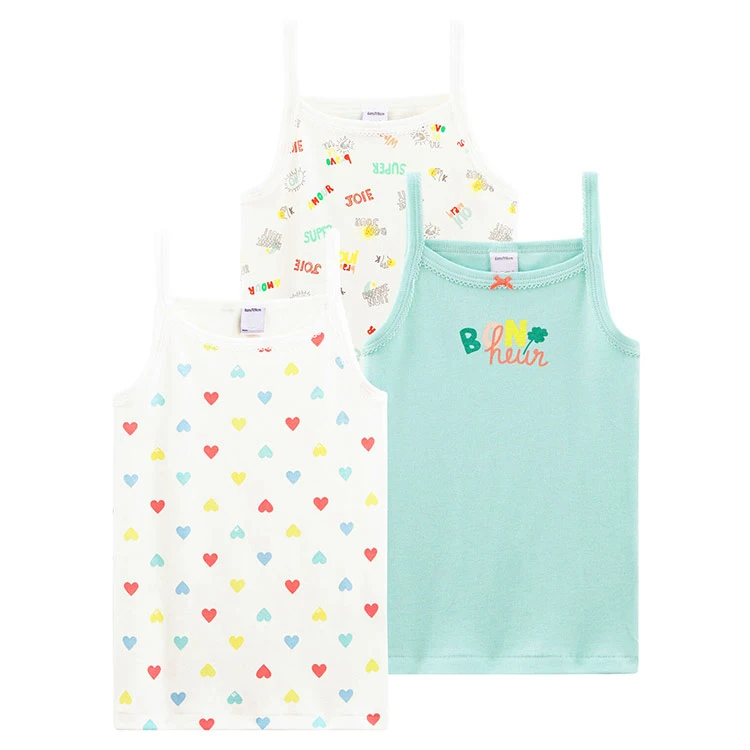 
Knitted Singlet Children Camisole Kids Tank Crop Girls Sleeveless Undershirt Vest Top Wear Breathable/Sweat Releasing / 3Pieces 