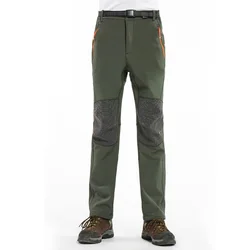 Mens Hiking Water Repellent Fleece Lined Pants Outdoor Winter Snow Windproof Trousers Thin Thick Softshell Pants