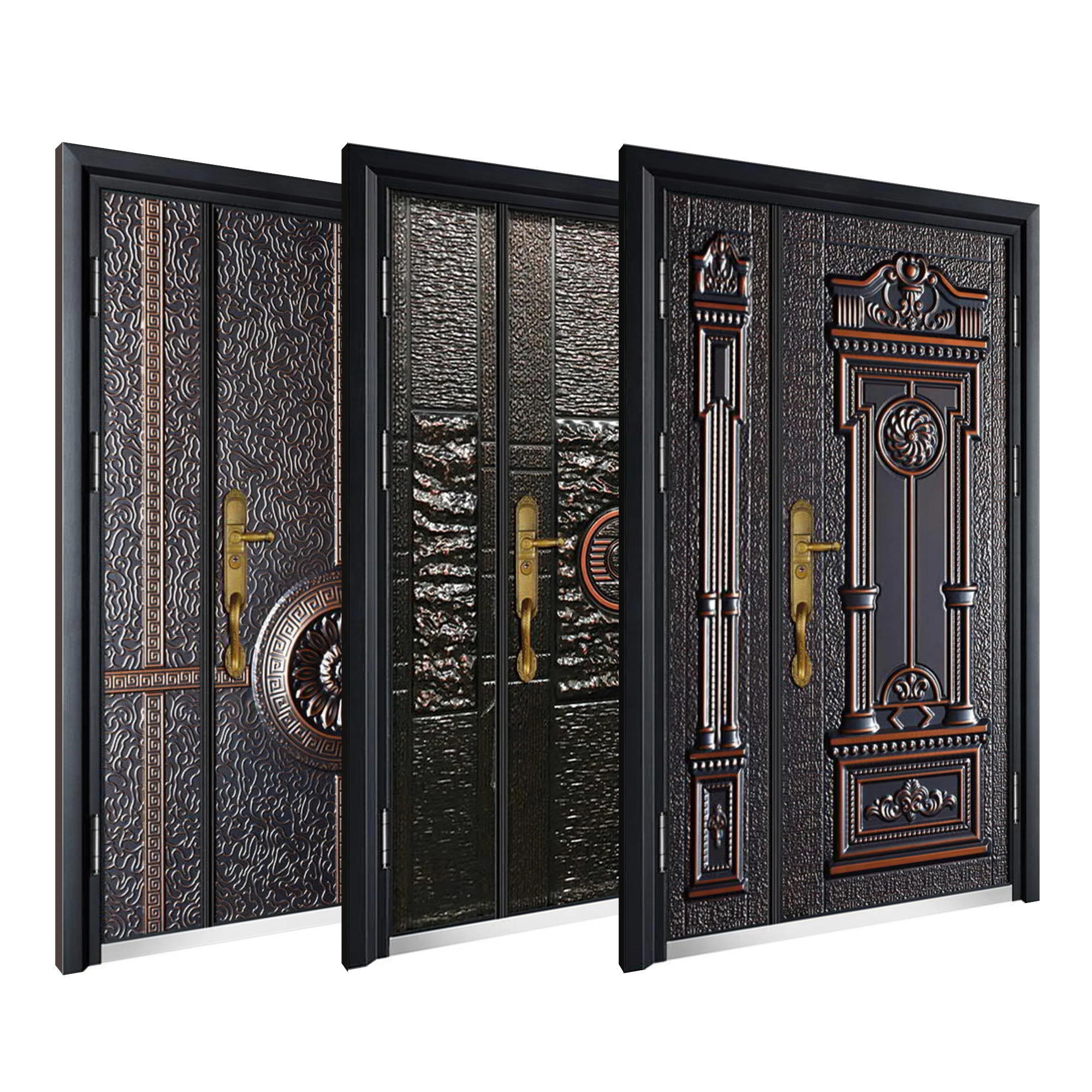 Anti-theft Sound-proof Iron Doors Steel Exterior Door Vintage Doors Double 5cm/7cm/10cm Decoration Modern 3 Years Push and Pull