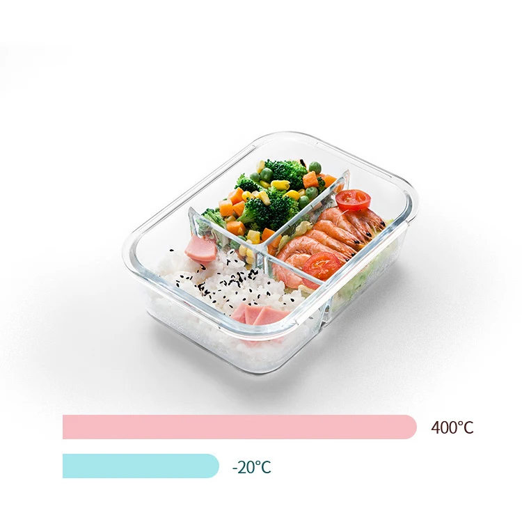 3 Compartments Round And Square Glass Lunch Box Microwave Oven Safe Japanese Students Adult Sealed Creative Cute Lunch Bento Box