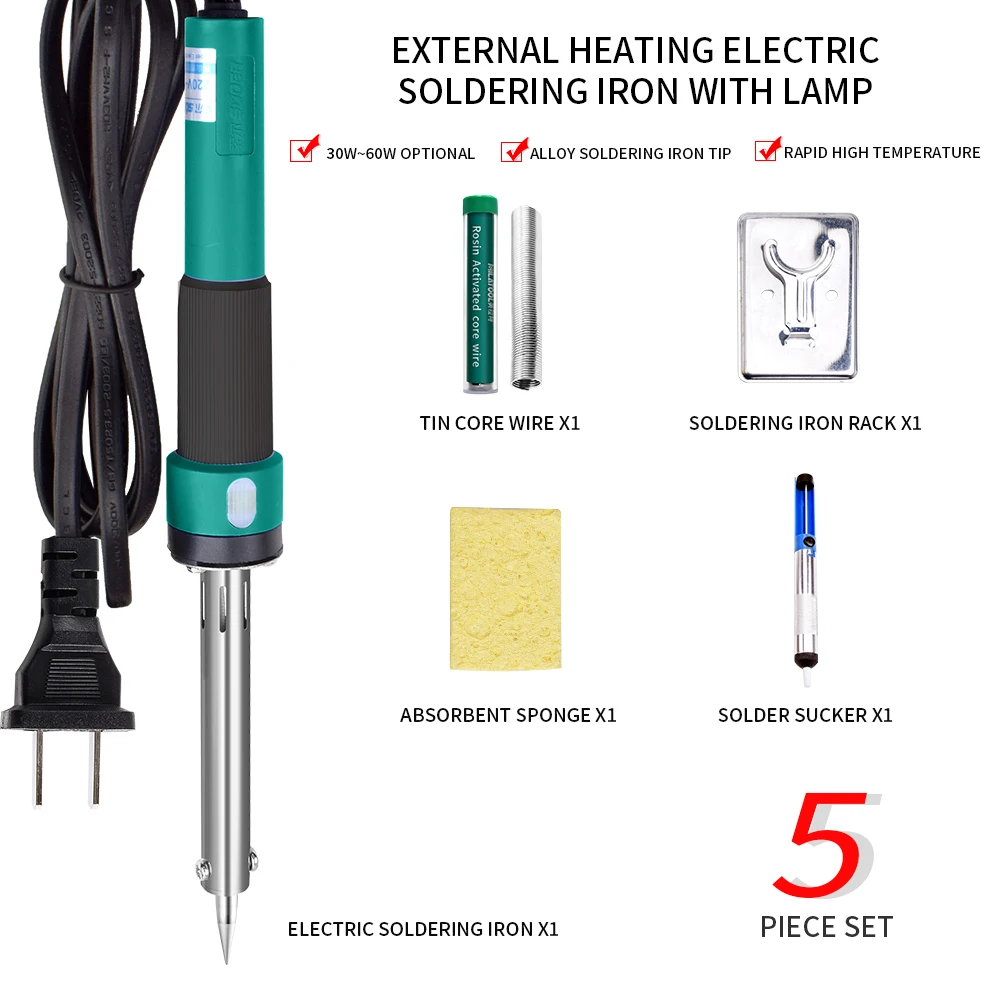 60W electric soldering irons kit 5-piece soldering iron set with external heating soldering iron