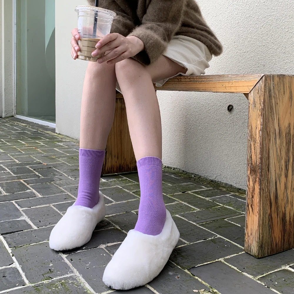 
Basic comfortable winter heated stack crew socks 