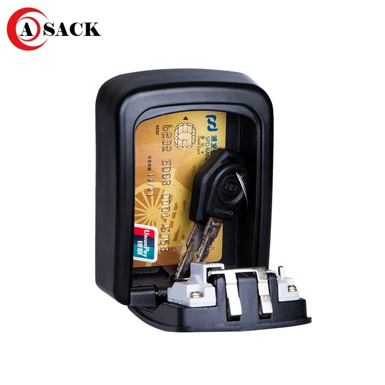 ASACK Wall Mounted Aluminum alloy Key Safe Box 4 Digit Combination Key Storage Lock Box