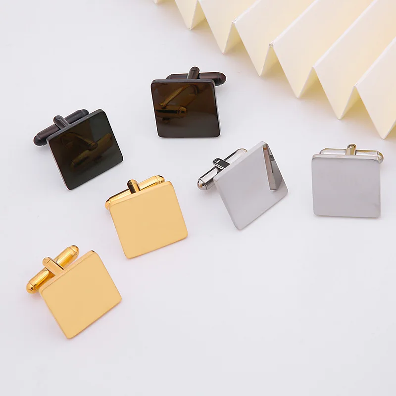 Custom Handwriting Stainless steel 18*18mm 16*16mm Brushed&Polished Square French Cufflinks blank