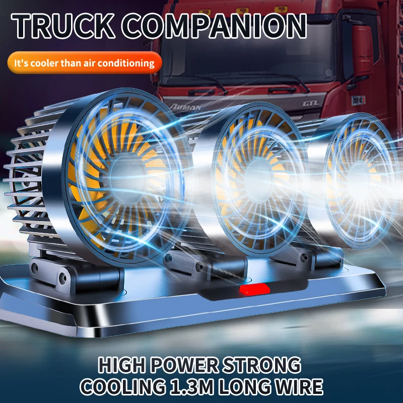 2-in-1 1 Heads Usb Portable Car Fan 5V/12V/24V Vehicle-mounted Rv Fan Cooling Fan with Variable Speed