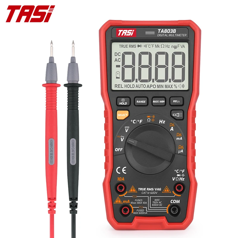  Цифровой мультиметр TASI TA803A Профессиональный высокоточный вольтметр с автоматическим/ручным диапазоном функция True RMS AC/DC NCV