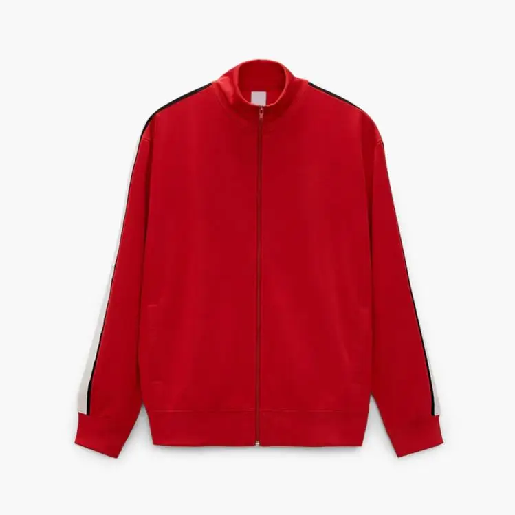 best sale custom logo cotton high quality elasticated unisex zipper fly hooded tracksuit sportswear jogger stripe men sweatsuit