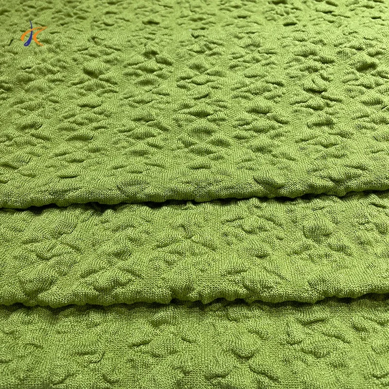 New rayon blend knit jacquard stretch single bubble crepe warp knitted fabric for dress