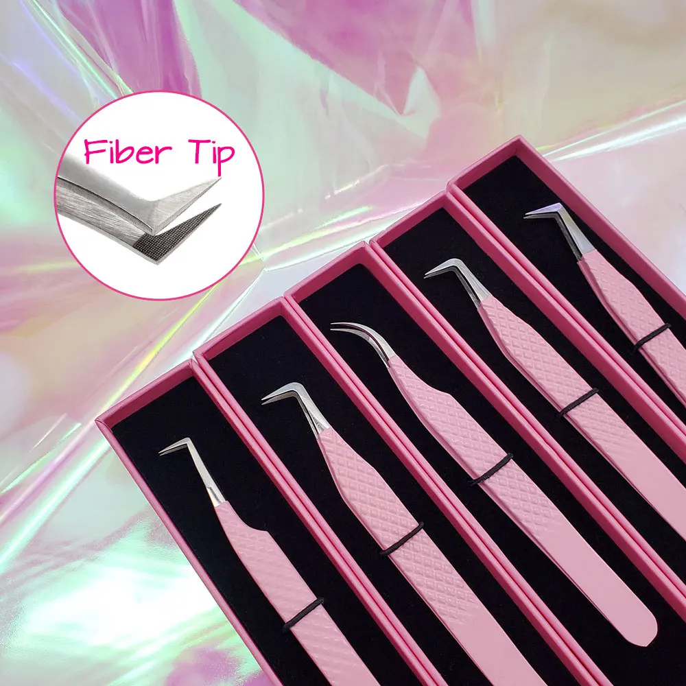 Stainless Steel Custom Logo Tweezers Eyelash Extension Isolation Tweezers Custom Volume Lash Eyelash Tweezer