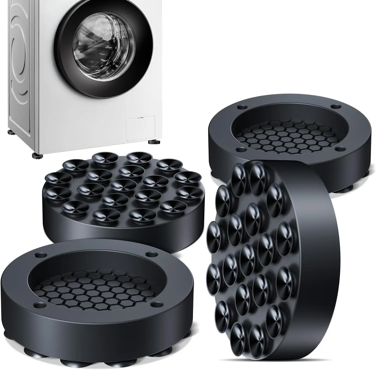 Anti Vibration Pads Heavy Duty Washing Machine Feet Stabilizer Anti-Slip Noise Reducing Washer Dryer Silicone Foot Base Pads