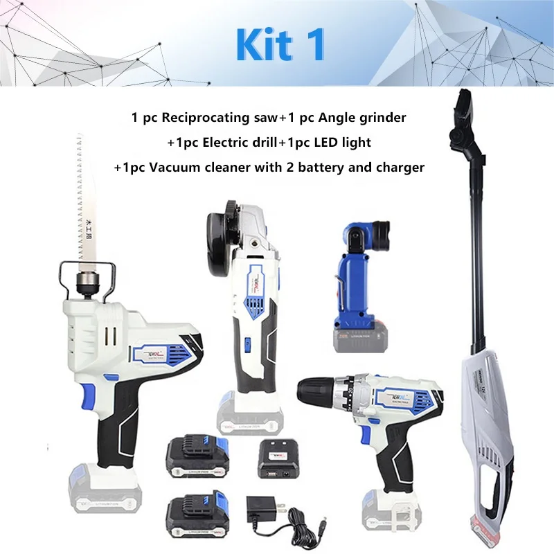 NEWONE 12V Cordless Combo Kit Lithium-Ion Drill Electric with Grinder Grinding for DIY Home Power Tool Sets