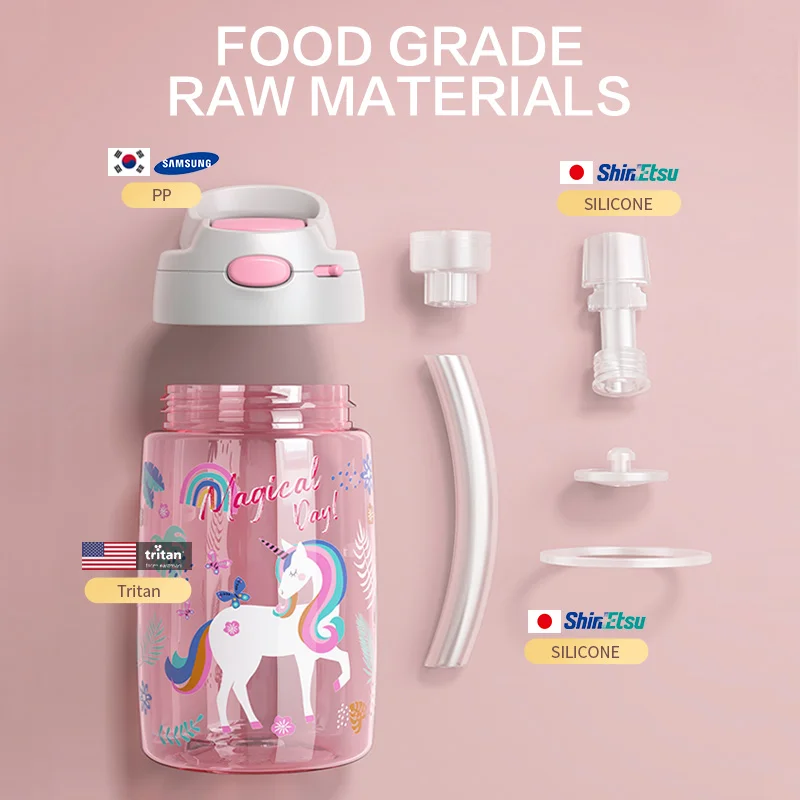 Factory Direct China Drink Feeding Bottle Baby Tritan Water Straw Bottle 450ml Kids Sippy Water Bottle Cup