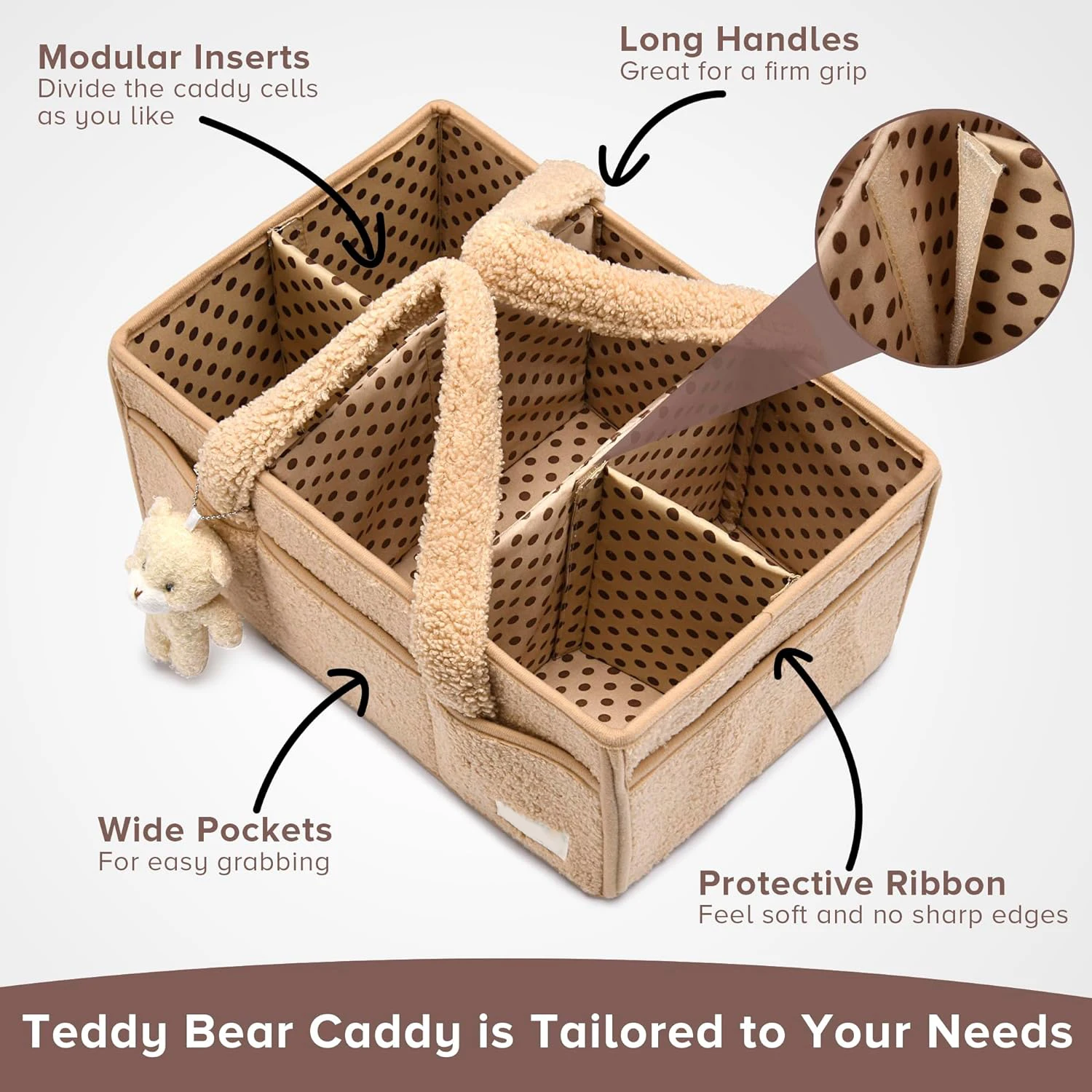 Portable Teddy Velvet Baby Diaper Caddy Organizer New Design Nursery Diaper Storage Basket for Changing Table