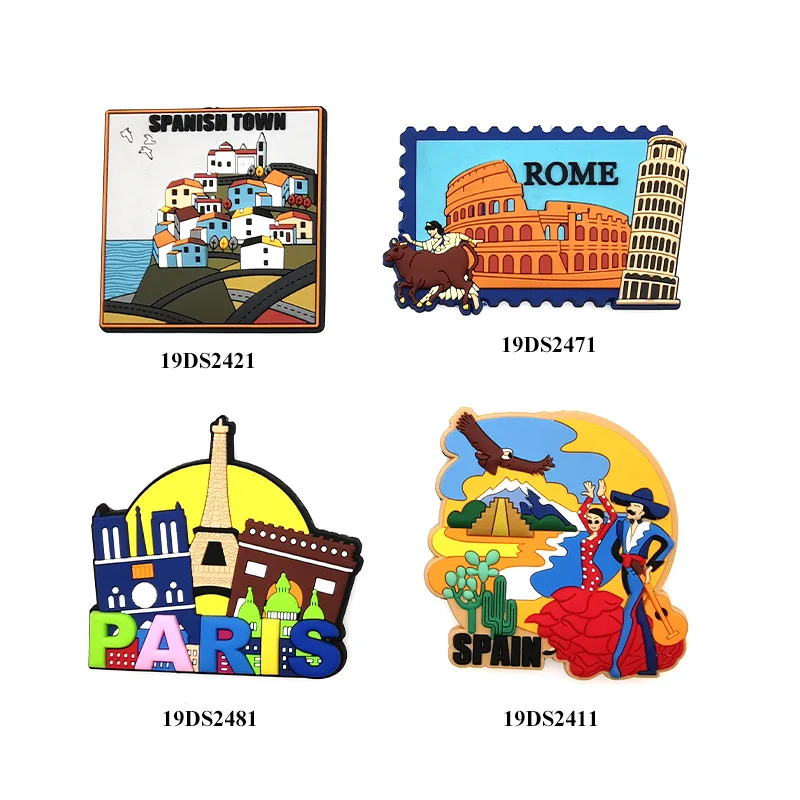 Cute Anime 3d PVC Fridge Magnet Souvenirrs City Custom aircraft  helicopter rocket Soft Enamel Refrigerator Magnet with Logo