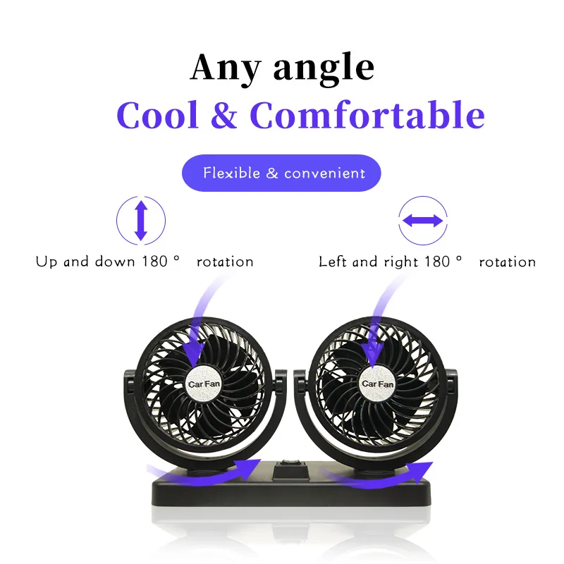 Jutien High Power Car Fan Wholesale General 12V24V Fan 360 Rotary USB  Car Electric Fan