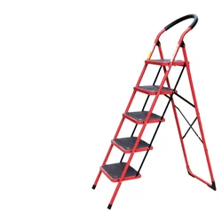 Anti-slip sturdy and wide pedal steel step mobile ladder stool with handrail