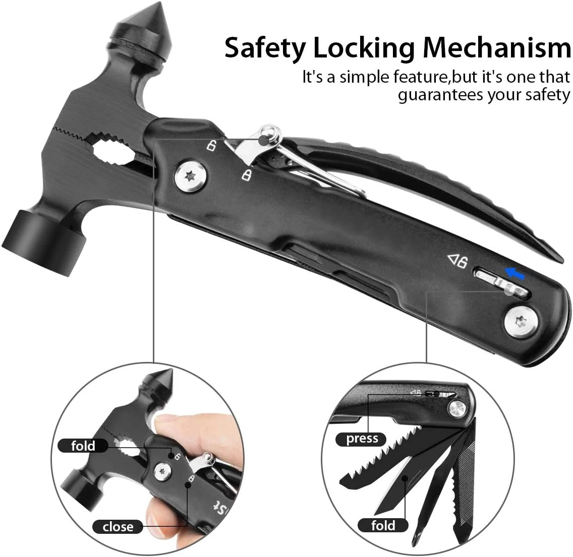 Hot Sell Multitool Hammer 12 in 1 Survival Hammer Multitool Emergency Escape Car Safety Fathers Day Christmas Gifts for Men Dad