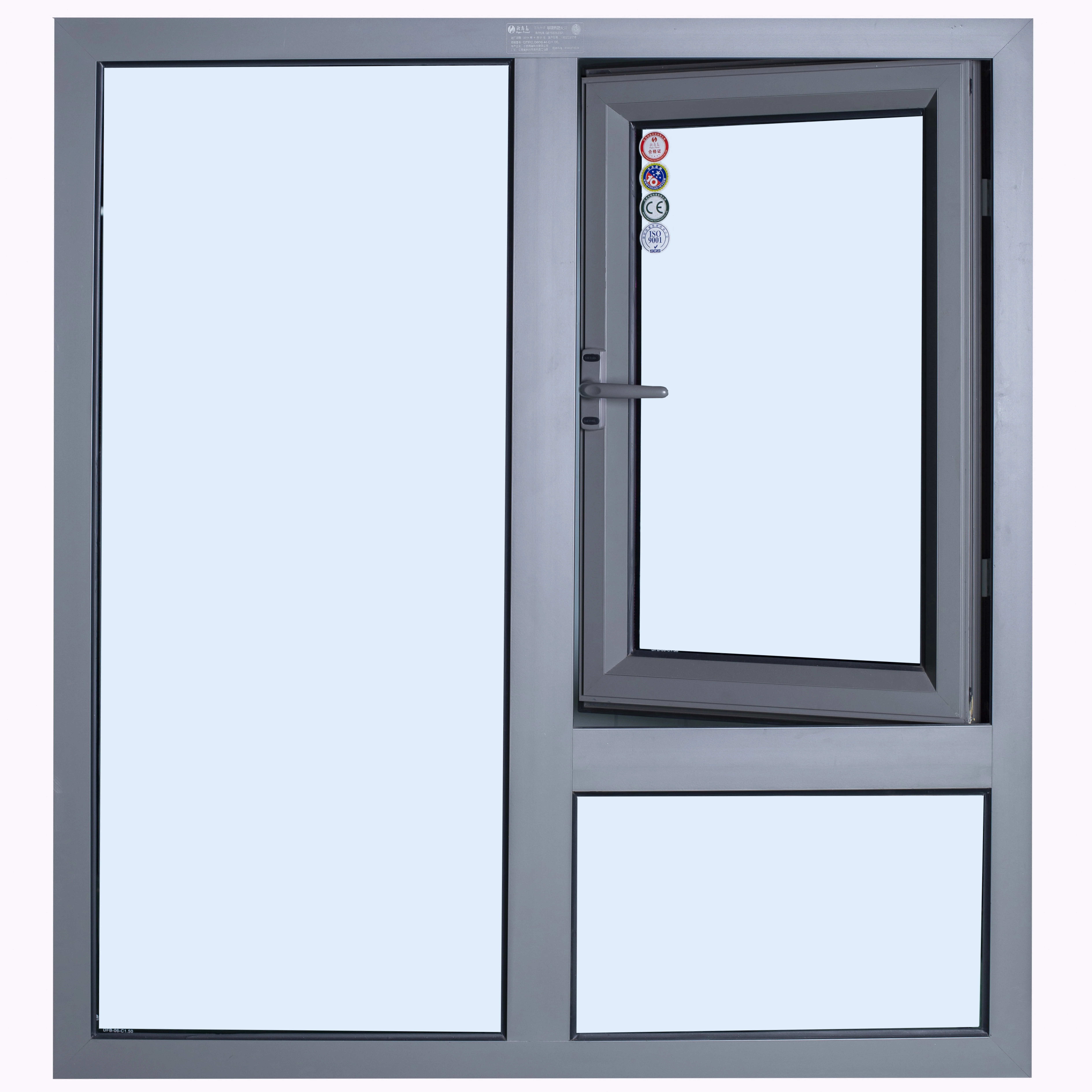 High Quality 90 minutes fire rated Break Bridge Aluminum Full Glass Fire proof window