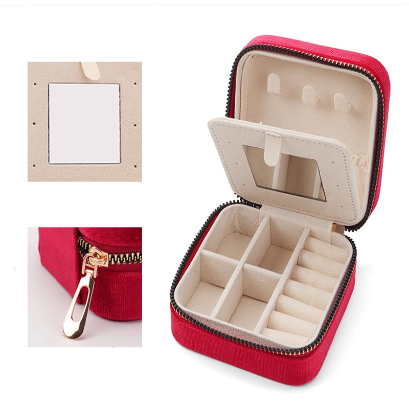 Compact And Stylish Velvet Jewelry Case For Safe And Organized Storage Travel Jewelry Box