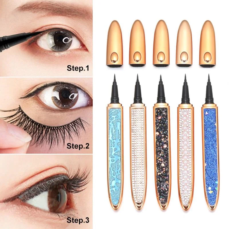 Private Label Diamond Decoration  Waterproof Fast Drying Eyelash Glue Eyeliner Liquid Eyeliner Pen Adhesive Eyeliner