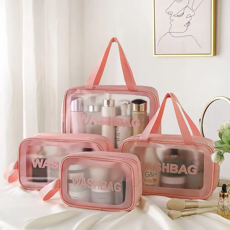 custom logo personalized makeup bag women makeup pink frosted white Hight Quality cosmetic bag