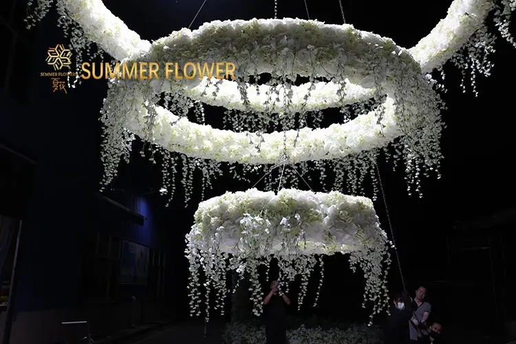 Wedding hoop round circle arch background arch artificial ceiling hanging flowers