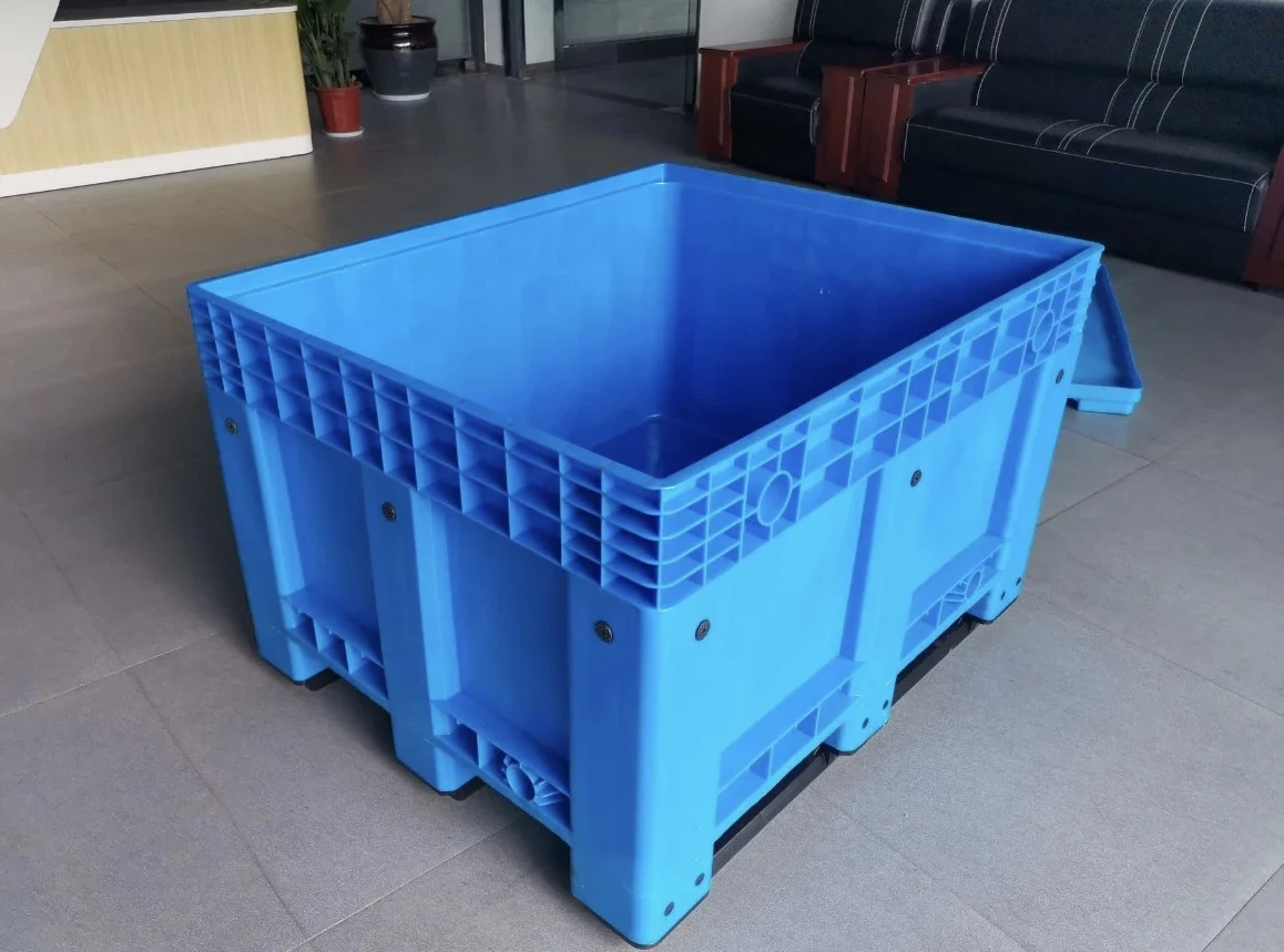Factory wholesale1200x1000x770 mm Heavy-Duty reusable Auto Parts Storage Container Rigid Plastic Solid Side Pallet Tote Bin Box