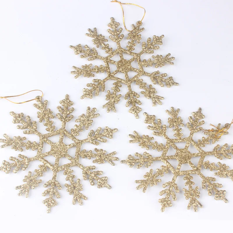 12cm Flakes Plastic Christmas Tree Ornaments Luxury Decoration Christmas Paper Snowflakes