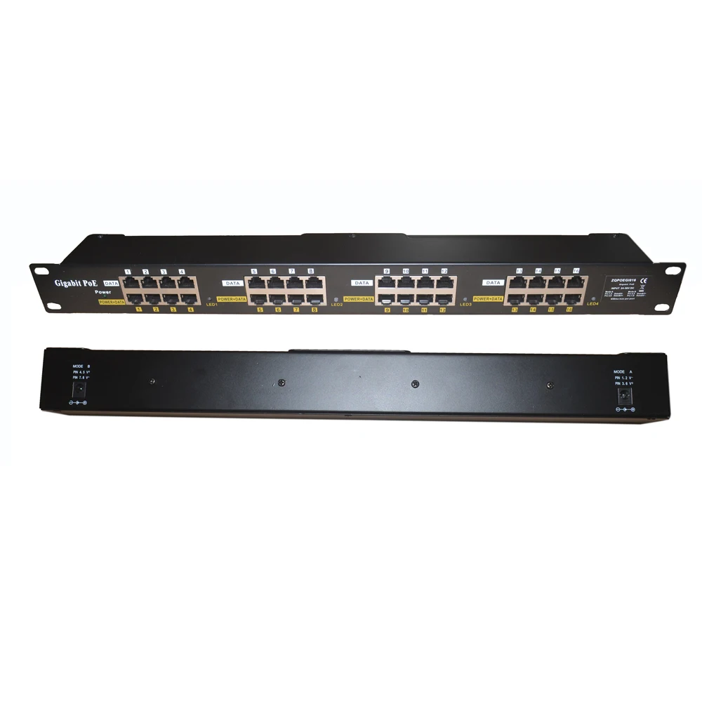 GPOE-16-56V120W 802.3af стойку гигабитный Пассивный POE панель 56в 120w PoE инжектор 16 портов для камеры PTZ