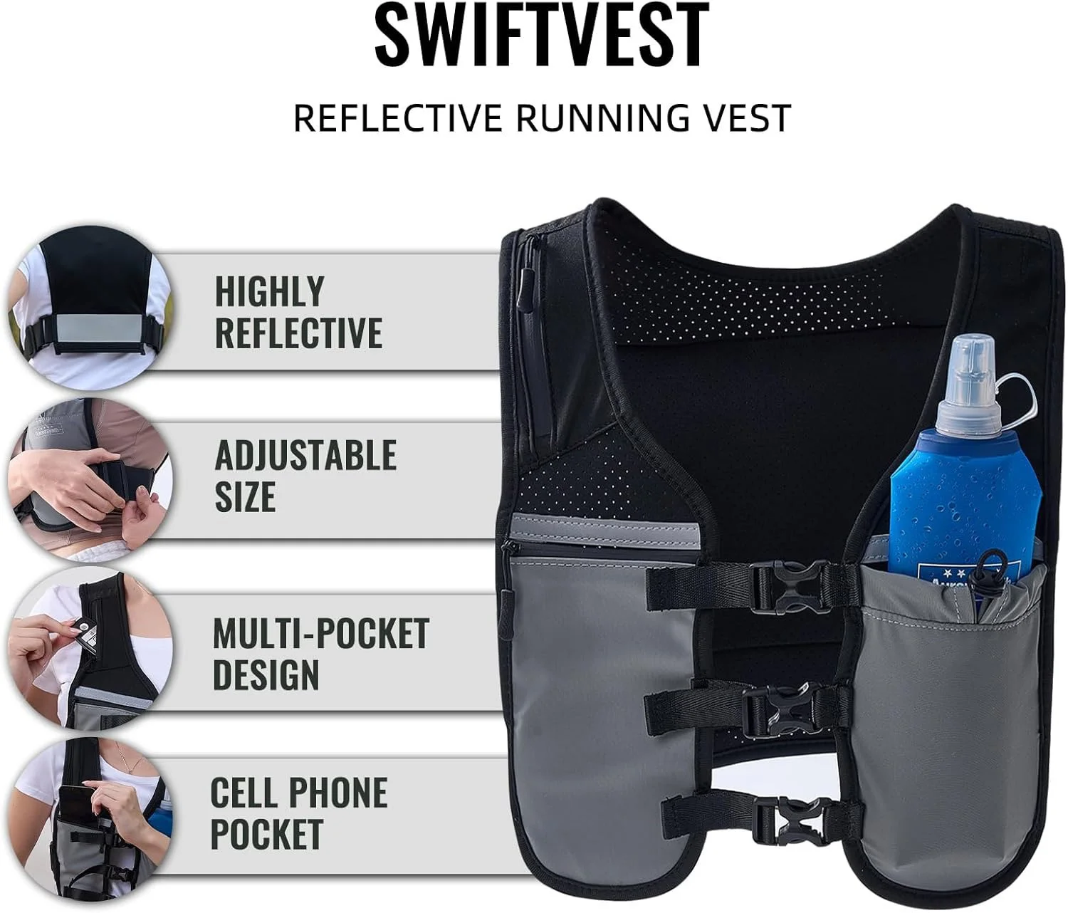Custom Outdoor Running Cycling Lightweight  Waterproof Jogging Bag Reflective Hydration Running Vest