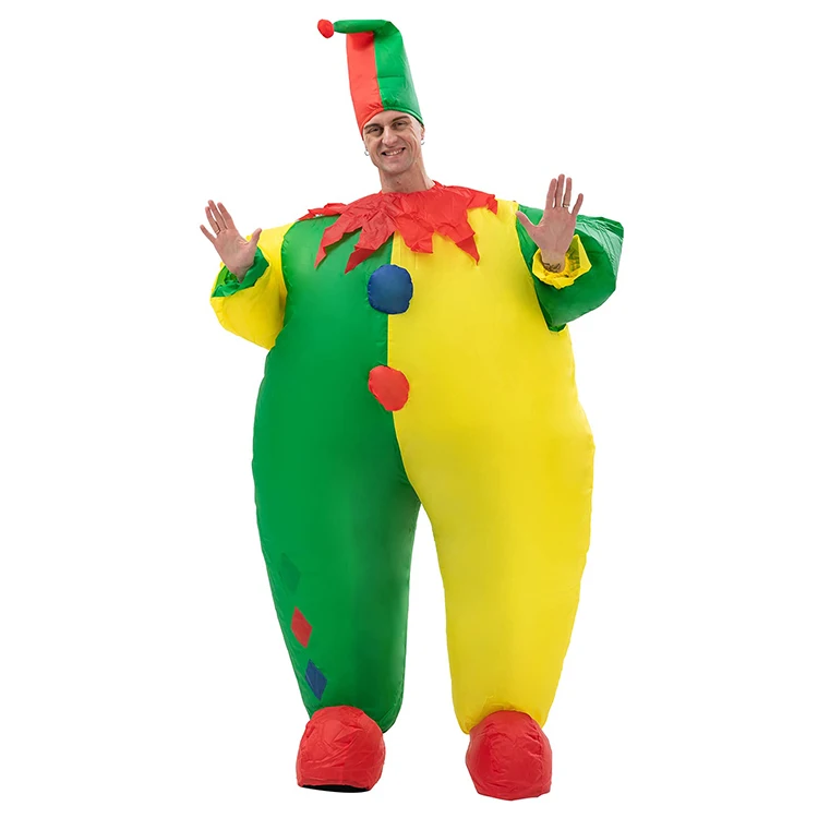 Fat clown inflatable costume for Halloween Fancy Dress Cosplay Blow Up Full Body Suit Jumpsuit for Adult