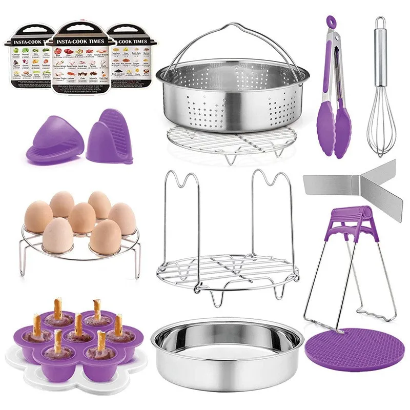 Pot Accessories Set for 5, 6, 8Qt Pot Pressure Cooker, 6-Pcs with Steamer Basket/Silicone sealing ring