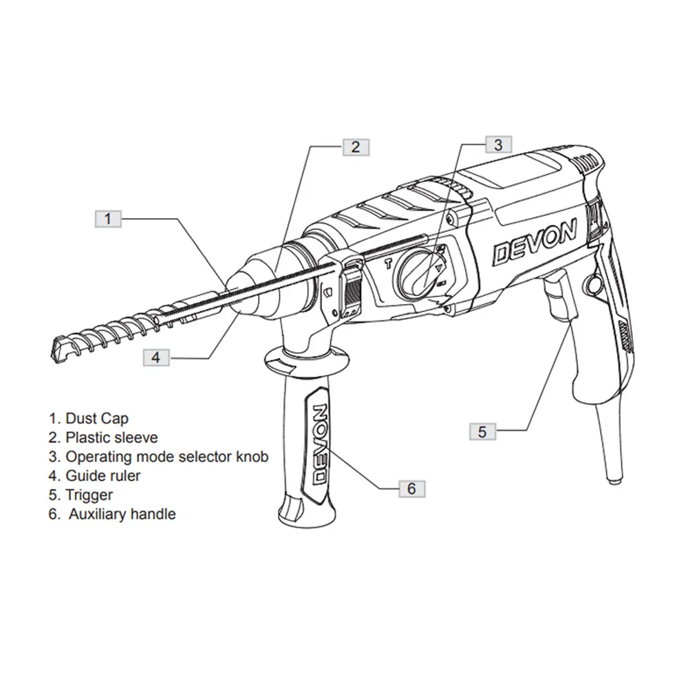 DEVON 1107-26S 800W Speed Control Single Function DC Motor Brand Rotary Hammer Drill power tools manufacturer