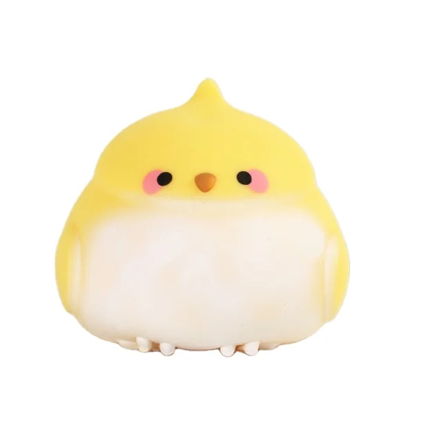 Novelty toys OEM squeeze cute bird stuffed animal toys balls PVA slime filled chick led stress relief fidget toys for kids