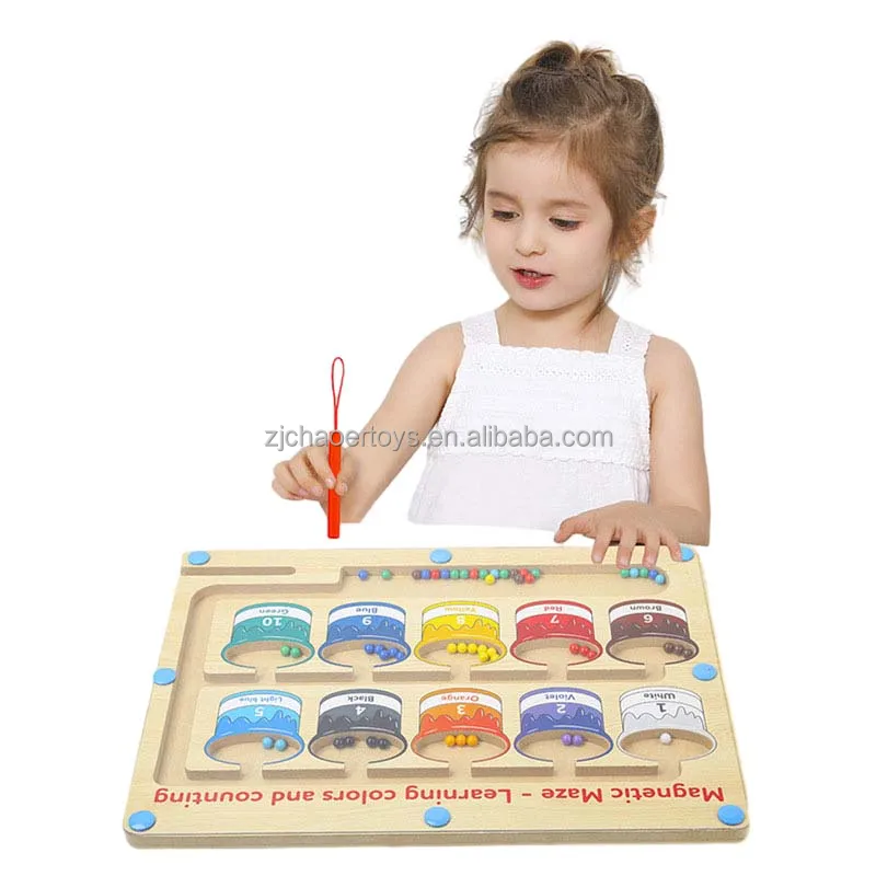 CHAOER 2024 Wooden Color Number Magnet Maze Juguetes Montessori Educational Puzzle Board Activity Slot Toys for Child Boys Girls