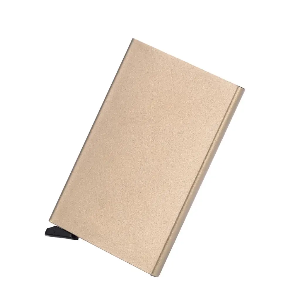 Оптовая продажа, лидер продаж, автоматический выдвижной Футляр для кредитных карт с логотипом на заказ, Карманный Кошелек с RFID-блокировкой из алюминиевого сплава