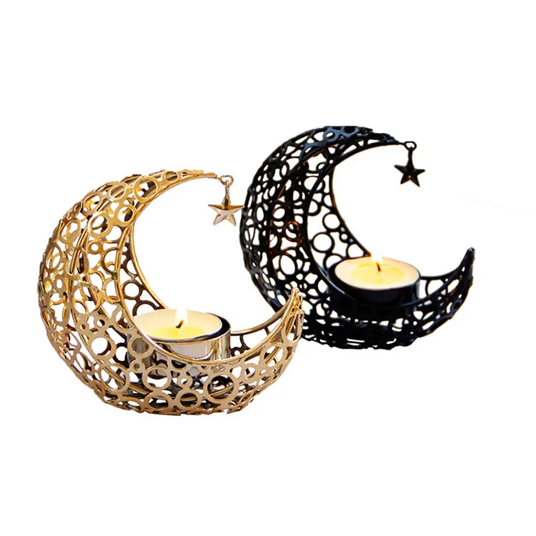 Arabic Ramadan Candlestick Moon Shaped Candle Holder for Eid Mubarak Candlestand