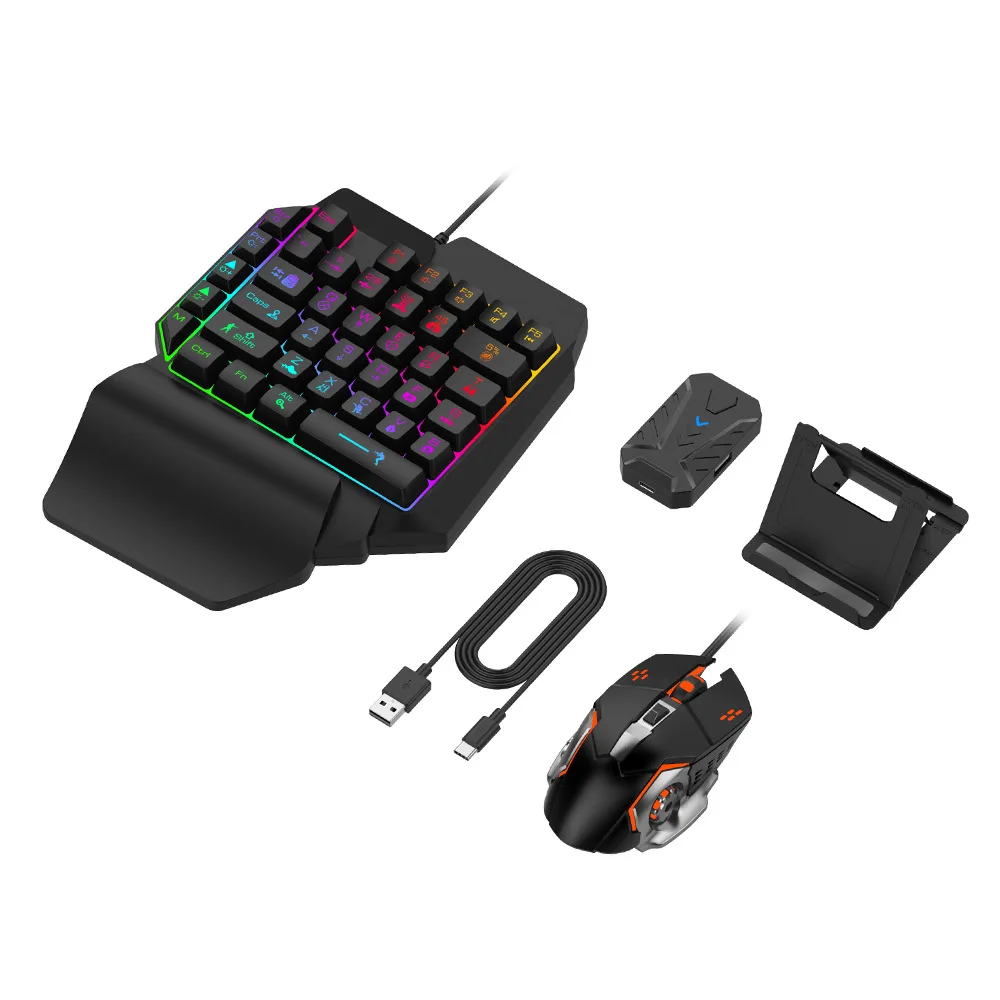 Набор для клавиатуры и мыши мобильных игр JK Mix Por/Lite PUBG с RGB подсветкой Клавиатура мышь адаптером конвертер PS4